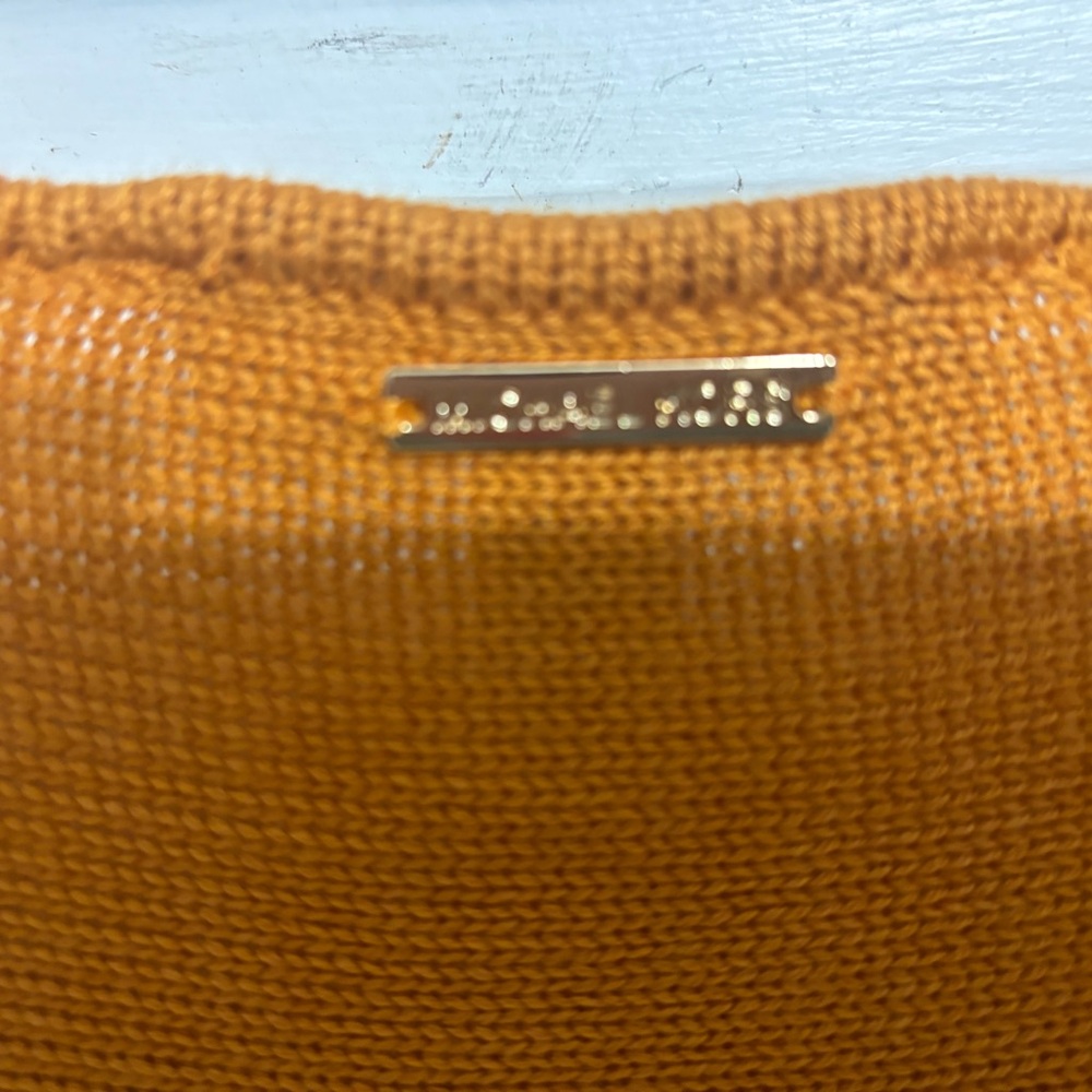 Michael Kors Orange Pullover Side Hem Zipper Knit Sweater Womens Size Large - Picture 7 of 11